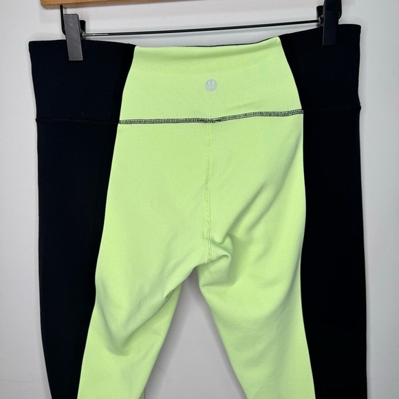 Lululemon Black Lime Green Wunder Under In  Bonded Stripe Size 10 Activewear - Picture 10 of 14